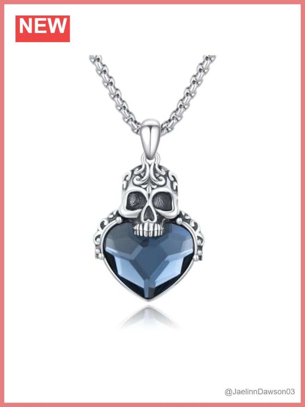 925 Sterling Silver Skull Necklace with Swarovski Crystal Pendant